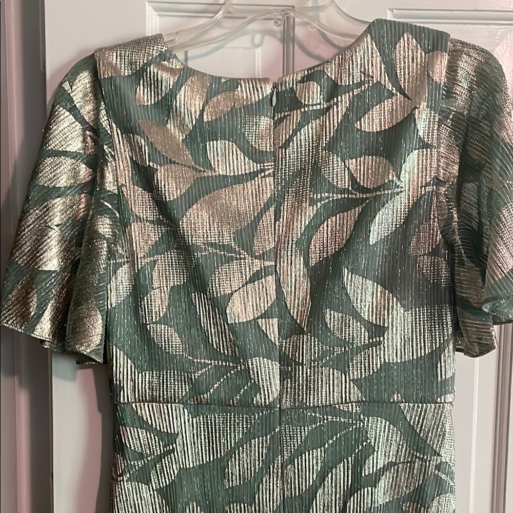 Adrianna Papell Mint Green and Gold Floral Metallic Maxi Dress - Picture 5 of 9